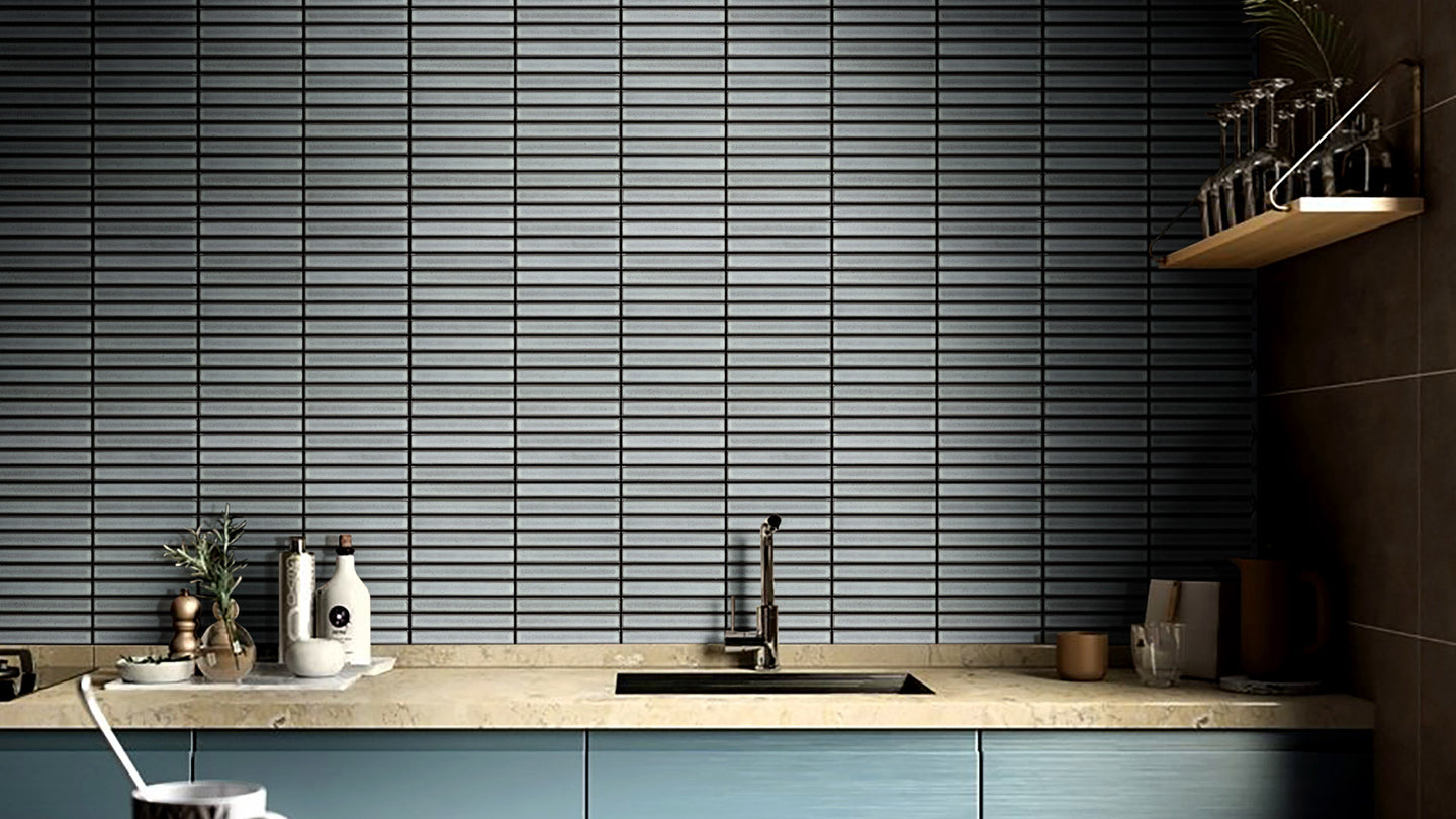 3D Concave Kit Kat Speckle Light Grey Mosaic 20x145
